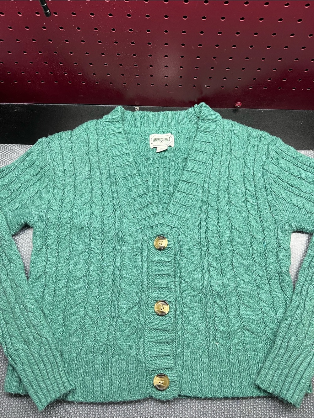 American Eagle Outfitters Seafoam Green Cable Knit Button Cardigan